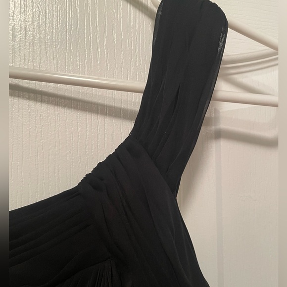 Adrianna Papell One Shoulder Black Chiffon Gown Size 6 - Picture 5 of 7